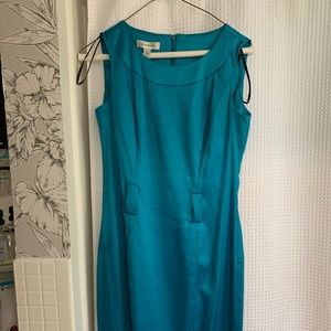 Silky turquoise shift dress